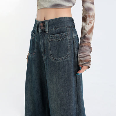 Women's Retro High Waist Wide Leg Jeans