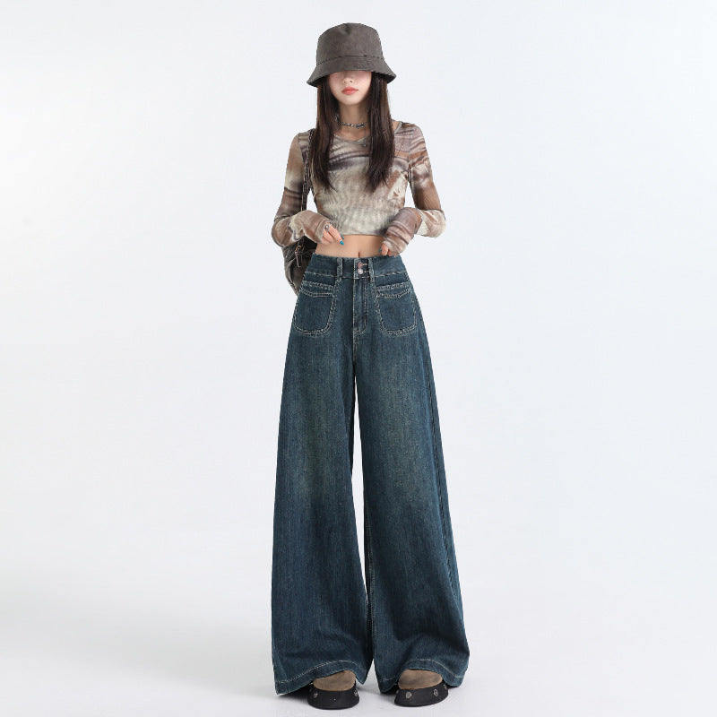 Women's Retro High Waist Wide Leg Jeans