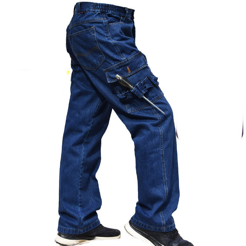 Men's Work Denim Work Clothes Pants Loose And Thick, Wear-resistant And Dirt-resistant