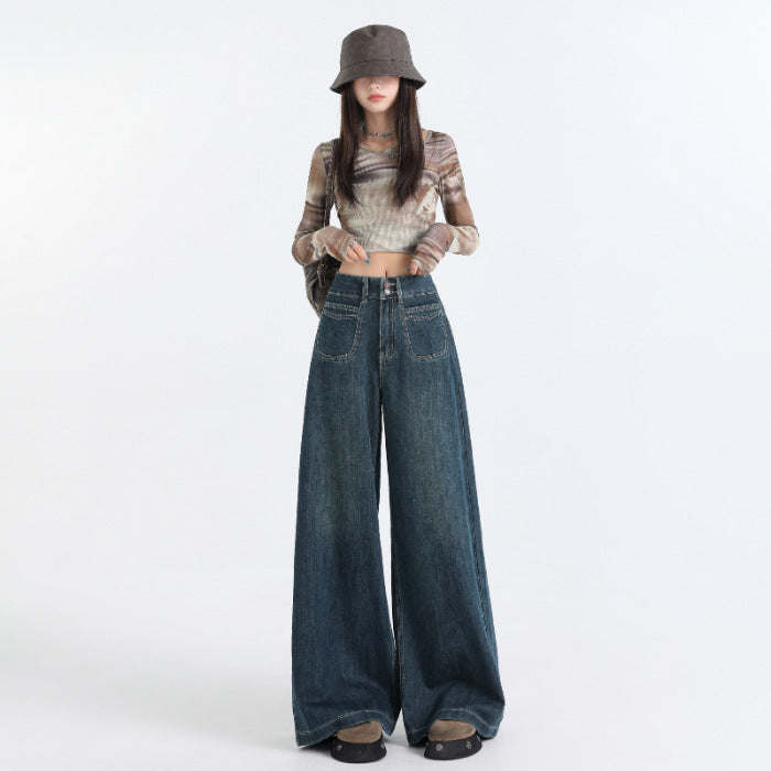 Women's Retro High Waist Wide Leg Jeans