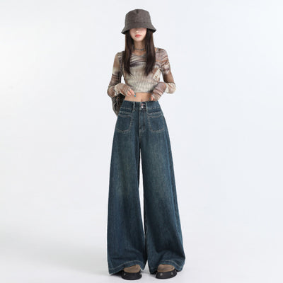 Women's Retro High Waist Wide Leg Jeans